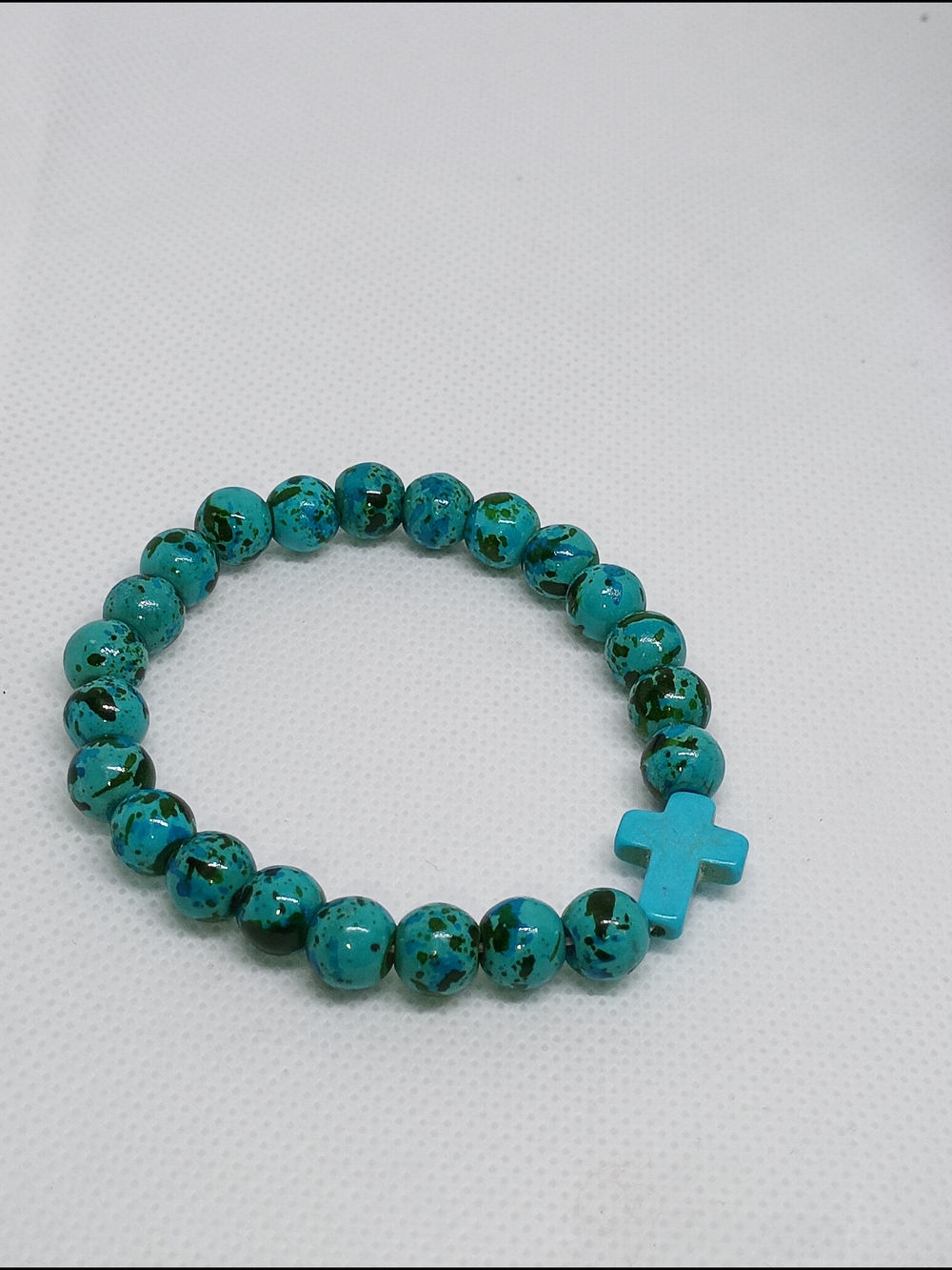 Turquoise Beaded Cross Stretch Bracelet